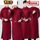 青足衛(wèi)伴郎服裝中式結(jié)婚禮服兄弟團(tuán)迎親服相聲服大褂唐裝套裝秋冬男 酒紅色刺繡款【眼鏡玫瑰花】 XL 140-160斤