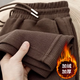 衣然呈品直筒運動(dòng)高腰顯瘦休閑褲女春秋新款寬松舒適潮牌百搭舒適長(cháng)褲子女 深棕色【加絨】 M 【建議90-110斤】
