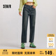 森馬（Semir）牛仔褲女冬加絨做舊長(cháng)褲女生保暖顯腿長(cháng)ins潮直筒褲103724124011