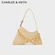 CHARLES&KEITH質(zhì)感鏈條不規則蝴蝶包腋下包單肩包包女包生日禮物CK2-20671428 Beige米色 M