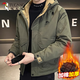 啄木鳥(niǎo)秋冬加棉加厚外套男士青年棉衣服休閑連帽工裝款防風(fēng)簡(jiǎn)約上衣服男 201灰綠色【加棉加厚】 XL