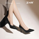 ZHR七夕高跟鞋女淺口時(shí)尚細跟單鞋女純色氣質(zhì)顯瘦女鞋 BQ117黑色36
