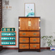 新中式香樟木實(shí)木五斗柜子客廳儲物高立柜帶門(mén)的臥室仿古整裝家具 胡桃+花梨色 整裝（80*45*128）