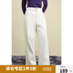 獨束大碼女裝保暖高腰直筒牛仔褲2024冬季新品胖mm通勤厚款褲子 牛仔白 XL (尺碼：3) (尺碼：3)