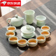 蘇氏陶瓷（SUSHI CERAMICS）翡翠玉功夫茶具套裝羊脂玉陶瓷蓋碗青瓷泡茶壺中秋節(jié)日送禮茶具
