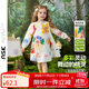 ASK JUNIOR兒童裙子2025秋季女童印花連衣裙A字下擺泡泡袖小童 花色 120