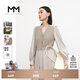 麥檬MM商場(chǎng)同款23春新品淺咖v領(lǐng)通勤泡泡袖連衣裙女5DC191341 淺咖啡 S
