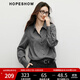 紅袖（hopeshow）高級百搭氣質(zhì)襯衫2025冬季新款女裝知識分子風(fēng)顯瘦法式小資小上衣 煙灰056 M