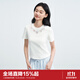 樂(lè )町海洋項鏈印花領(lǐng)口短袖女裝25年夏季新款修身圓領(lǐng)短款上衣T恤女 云霧白(現貨) M