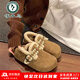 啄木鳥(niǎo)厚底內增高加絨全包勃肯鞋毛毛鞋女2025新款冬保暖低幫雪地靴棉鞋 卡其色 37 (235mm)