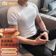 莫代爾男士夏季短袖T恤休閑緊身潮流修身半高領(lǐng)打底衫韓版彈力中領(lǐng)半袖 DT01圓白色 3XL (140-155斤)