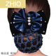 ZHIO絨布帶網(wǎng)兜的頭花發(fā)護(hù)士網(wǎng)頭發(fā)的頭飾工作盤發(fā)空姐酒店發(fā)夾細(xì)網(wǎng) 三朵梅花藍(lán)色粗網(wǎng)