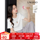 LAGOGO圓領(lǐng)正肩草莓印花T恤女拉谷谷2025年春夏新款白色休閑短袖 本白色 M
