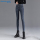 真維斯（JEANSWEST）牛仔褲子女2025夏季高腰彈力緊身修身小腳褲子女鉛筆褲藍灰色27