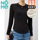 NOME打底衫女秋冬新款加厚圓領(lǐng)魚(yú)骨弧型下擺設計感長(cháng)袖上衣 黑色 M 