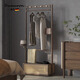 杜慕倫（DUMULUN）衣架落地立式衣帽架臥室臟衣簍一體可移動(dòng)藤編框黑胡桃木落地衣架 臟衣簍衣帽架