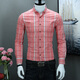 才子依佳格子襯衫男純棉長(cháng)袖男士襯衫時(shí)尚休閑全棉修身男裝免燙抗皺襯衣 紅色T0722 38/S/165