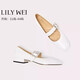 Lily Wei2025新款白色奶油平底鞋水鉆一字帶瑪麗珍單鞋小碼情人節(jié)禮物 白色 38