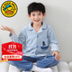 G.DUCKKIDS童裝男童睡衣春秋季2024新款兒童家居服大童法蘭絨冬裝薄款兩件套 藍色 160 建議150-160cm12-13歲