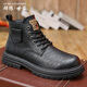 群狼·世家真皮馬丁靴男冬季百搭厚底英倫風(fēng)復古靴子男士潮流工裝靴加絨男鞋
