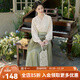 清水溪漢初楓白茶清 清水溪漢初國風(fēng)漢服上衣女襯衫漢元素日常百搭通勤氣質(zhì) 深芽綠改良松緊裙 準現貨 M