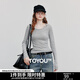 初語(yǔ)天絲羊毛修身T恤女2025秋季新款后分割線(xiàn)U領(lǐng)長(cháng)袖打底上衣七夕 花灰色預售10-13 L
