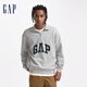 GAP男女裝碳素磨毛字母logo抓絨立領(lǐng)衛衣上衣609264 灰色 M (170/92A) 亞洲尺碼