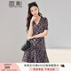 香影碎花雪紡連衣裙女2025夏裝新款甜美可愛短袖高腰小個(gè)子a字裙 粉紅 L 165/88A/110-125斤