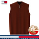 TOME BORNEK秋冬季男士羊毛背心無(wú)袖拉鏈男裝坎肩加厚針織馬甲上衣男 焦糖紅 110(120-140斤)