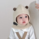 傾鳥(niǎo)人嬰兒帽圍巾披肩一體帽可愛(ài)秋冬季嬰幼兒針織護耳男女寶毛線(xiàn)帽m197 米色 建議6個(gè)月-3歲
