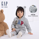 Gap嬰兒彩logo小熊耳朵連帽連體衣兒童裝爬服644733 淺灰色 80cm (9-18月) 亞洲尺碼