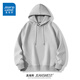 真維斯（Jeanswest）330g重磅連帽衛(wèi)衣男情侶外套春秋款美式潮流打底衫寬松內搭上衣男 【330G重磅】麻灰(純色) XL (180) (不起球不掉色)