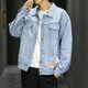 BOYXCO潮流2024春秋裝新款棉質(zhì)牛仔夾克男士青年學(xué)生寬松帥氣大碼外套潮 淺藍色 常規 XL
