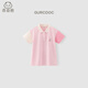 乖奇熊【清倉】女童POLO連衣裙學(xué)院風(fēng)女寶夏季薄款短袖T恤翻領(lǐng)外出裙子 粉色/水果啵啵 110