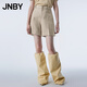 江南布衣（JNBY）春秋季女裝短褲女亞麻休閑直筒褲純色通勤簡(jiǎn)約百搭 283/雜卡其 S