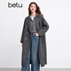 百圖betu女裝冬季新款毛呢外套西裝領(lǐng)綿羊毛氣質(zhì)大衣外套2412X01 深灰 M