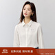 茵曼通勤簡(jiǎn)約繡花女裝長(cháng)袖襯衫2025春季新品舒適棉襯衣上衣 米白色 M