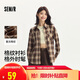 森馬（Semir）長(cháng)袖襯衫女中長(cháng)款慵懶寬松落肩秋季chic復古格紋襯衣101524105004
