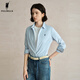 POLOWALK純棉白色襯衫女2025秋季新款保羅女士通勤純色長(cháng)袖襯衣經(jīng)典馬標 淺灰藍【新款】 L (165)