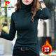 皮爾卡丹高領(lǐng)打底衫女內搭加絨加厚秋冬2025年新款洋氣百搭堆堆領(lǐng)長(cháng)袖t恤 墨綠色 【加絨加厚】 2XL