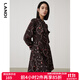 藍地（LANDI）鏈條印花連衣裙女秋季新款長(cháng)袖收腰碎花a字短裙 花色 M