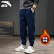 安踏（ANTA）運動(dòng)褲男士秋冬季新款加絨保暖跑步針織長(cháng)褲寬松休閑褲子 -2明月藍【加絨】 L /175-適合120-140斤