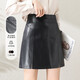 德瑪納氛圍感甜酷炸街辣妹小皮裙高腰休閑百搭A字半身裙包臀裙 黑色 30 