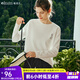 Olrain歐芮兒長(cháng)袖T恤女秋冬新款寬松趣味水印上衣打底衫女 白色（第二批次） M