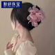 默研（MOYAN）澗花輕粉色氛圍感雪紡花朵大號 超仙盤發(fā)夾鯊魚夾粉嫩發(fā)飾品 雪紡花朵抓夾粉色