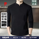 皮爾卡丹（pierre cardin）雙面德絨長(cháng)袖t恤男秋冬款寬松純色半高領(lǐng)衛衣中年保暖上衣打底衫 黑色【加厚/保暖】 XL 建議130-150斤
