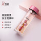 希諾（HEENOOR）雙層玻璃杯家用女士帶濾網(wǎng)個性潮流清新花茶杯隔熱防燙便攜水杯 水晶粉300ml