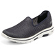 斯凱奇（Skechers）男鞋夏季2024新款透氣網(wǎng)面大網(wǎng)眼健步鞋一腳蹬穿脫輕便軟底休閑鞋 -海軍藍(lán) 43.5