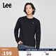 Lee25早秋新品標準版圓領(lǐng)小Logo貼布男長(cháng)袖T恤 黑色  XL 