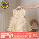 G.DUCKKIDS公主裙女童連衣裙夏季兒童周歲生日禮服洋氣高級女寶寶蓬蓬蛋糕裙 香檳色akmoacm 90 尺碼1~2歲【 80-90cm】cm
